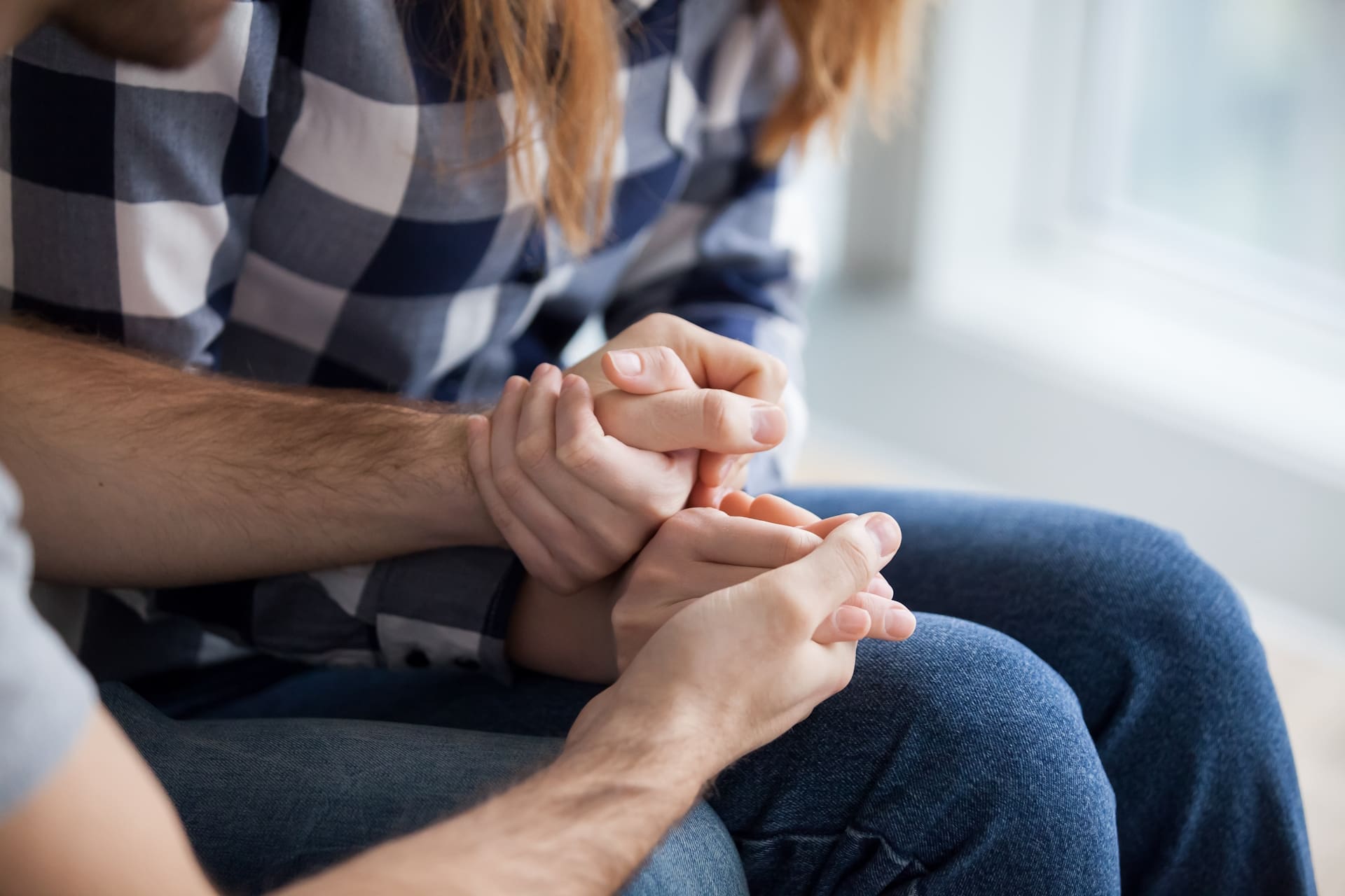 Couple,Holding,Hands,,Consoling,,Showing,Love,And,Empathy,Close,Up.
